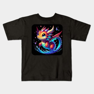 Rufie the Dragon - Swimming #44 Kids T-Shirt